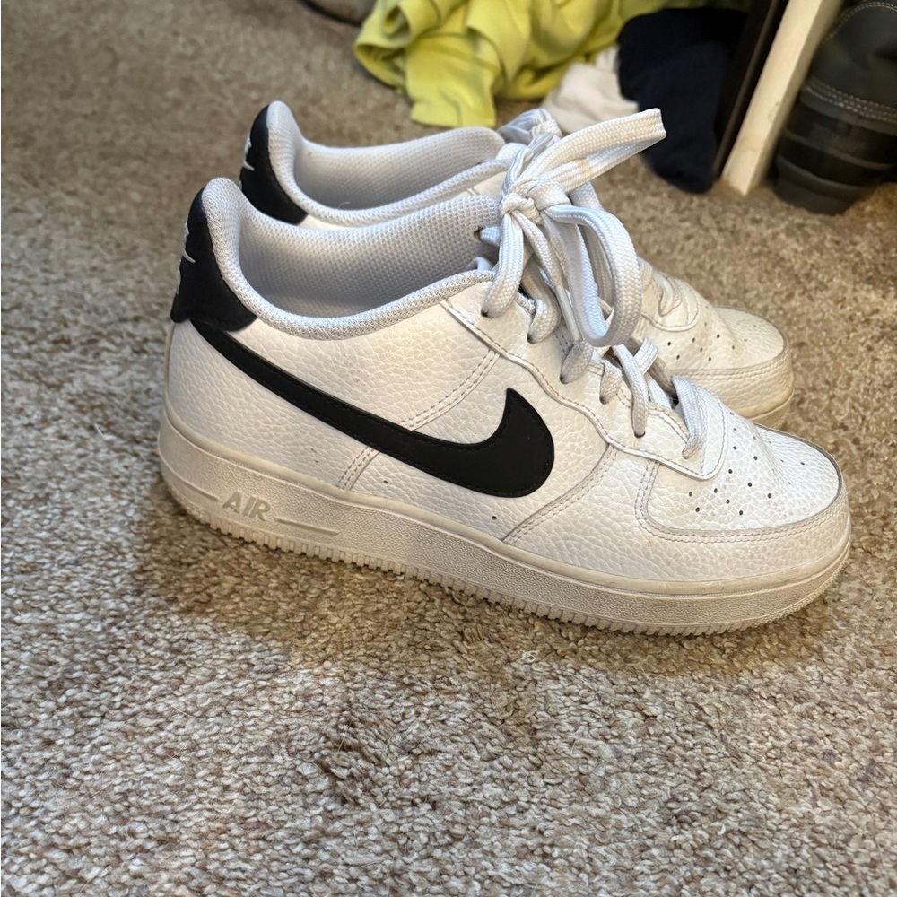 Nike Air Force 1s White and Black leather Sneakers
